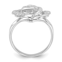 Sterling Silver Rhodium Plated CZ Rose Ring view 2
