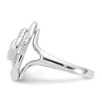 Sterling Silver Rhodium Plated CZ Rose Ring view 4