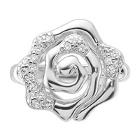 Sterling Silver Rhodium Plated CZ Rose Ring view 5