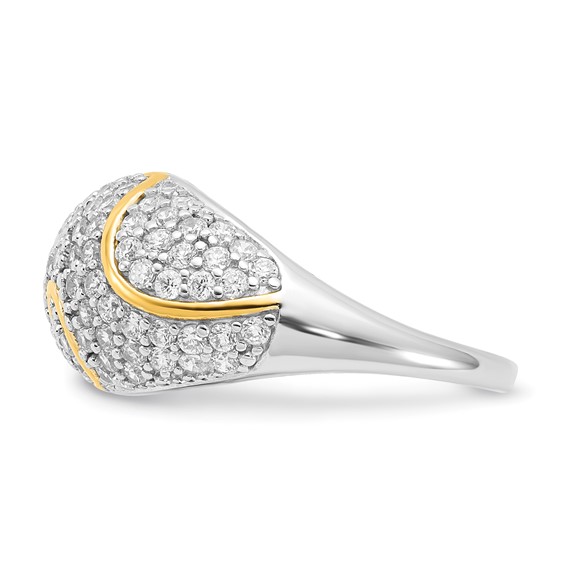 Sterling Silver Gold-plated CZ Swirl Ring