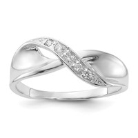 Sterling Silver CZ Twist Ring view 1