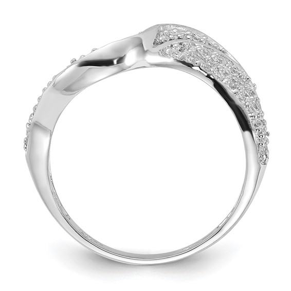 Sterling Silver Rhodium Plated CZ Swirl & Twist Ring