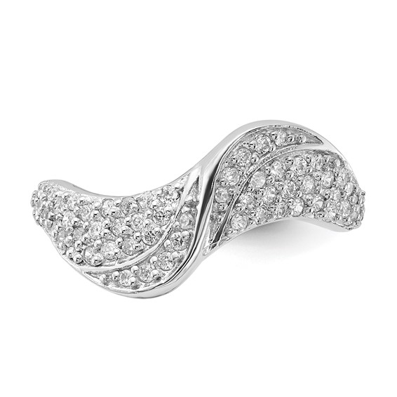 Sterling Silver Rhodium Plated CZ Swirl & Twist Ring