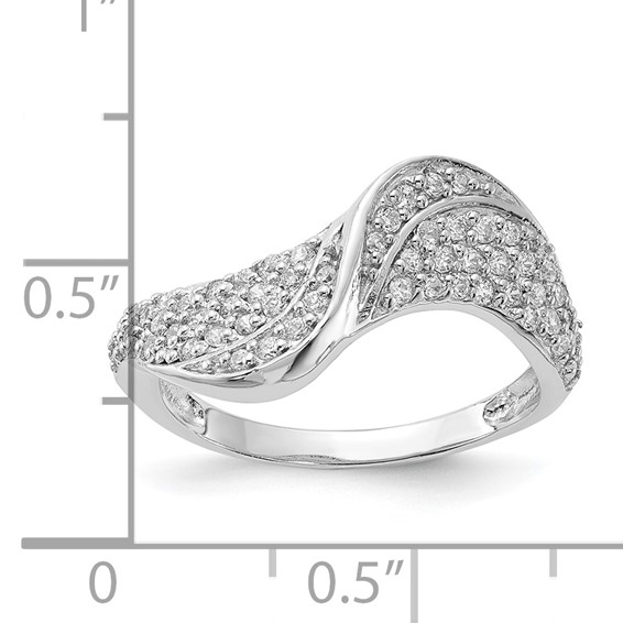 Sterling Silver Rhodium Plated CZ Swirl & Twist Ring