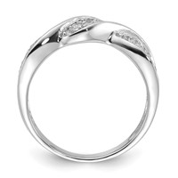 Sterling Silver Rhodium Plated CZ Twisted Ring view 2