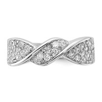 Sterling Silver Rhodium Plated CZ Twisted Ring view 5