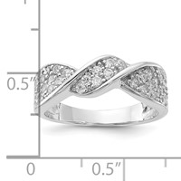 Sterling Silver Rhodium Plated CZ Twisted Ring view 3
