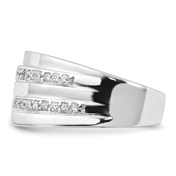 Sterling Silver Rhodium Plated CZ Ring