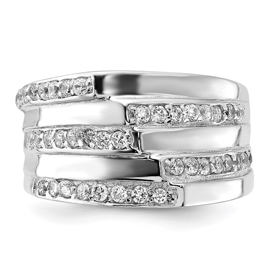 Sterling Silver Rhodium Plated CZ Ring