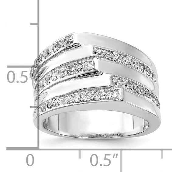 Sterling Silver Rhodium Plated CZ Ring