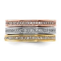 Sterling Silver Gold-tone & Rose-tone Vermeil Trio Stackable Ring Set view 4