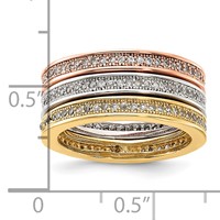 Sterling Silver Gold-tone & Rose-tone Vermeil Trio Stackable Ring Set view 3