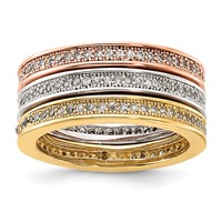 Sterling Silver Gold-tone & Rose-tone Vermeil Trio Stackable Ring Set view 1