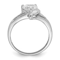 Sterling Silver Rhodium Plated CZ Heart Ring view 2