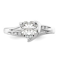 Sterling Silver Rhodium Plated CZ Heart Ring view 5
