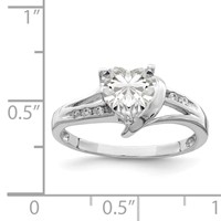 Sterling Silver Rhodium Plated CZ Heart Ring view 4
