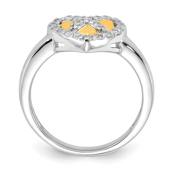 Sterling Silver & Gold-Plated CZ Heart Ring