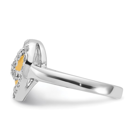 Sterling Silver & Gold-Plated CZ Heart Ring