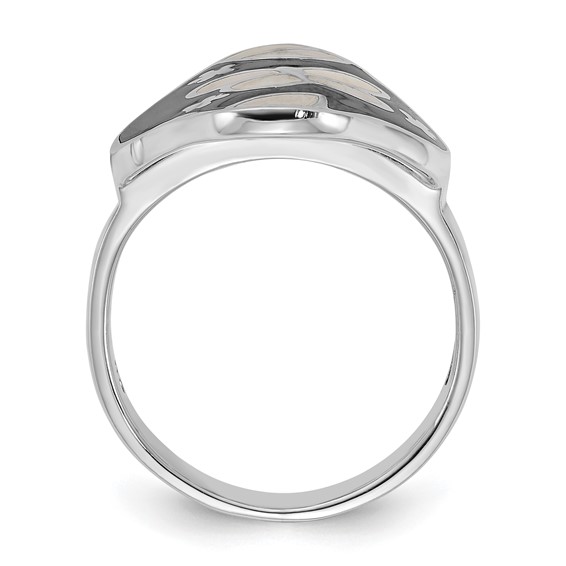 Sterling Silver Mother of Pearl & Simulated Stone Floral Butterfly Ring