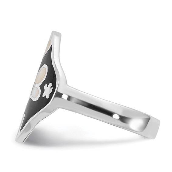 Sterling Silver Mother of Pearl & Simulated Stone Floral Butterfly Ring