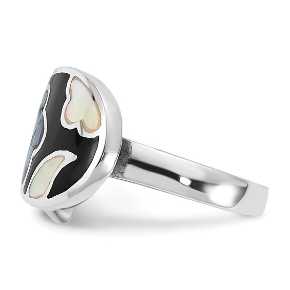 Sterling Silver Mother of Pearl & Simulated Stone Ring