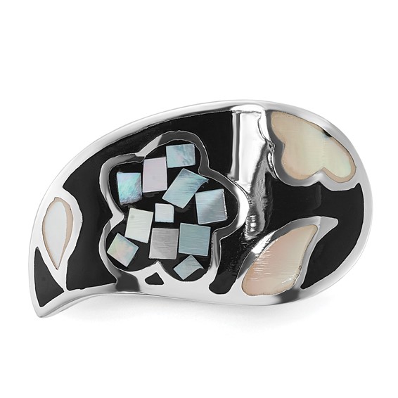Sterling Silver Mother of Pearl & Simulated Stone Ring