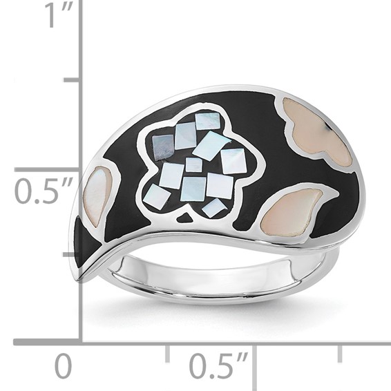 Sterling Silver Mother of Pearl & Simulated Stone Ring