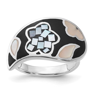 Sterling Silver Mother of Pearl & Simulated Stone Ring