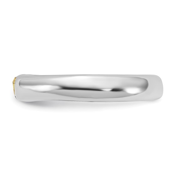 Sterling Silver Yellow Oval CZ Half Bezel Ring