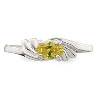 Sterling Silver Yellow Oval CZ Ring view 5