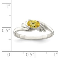 Sterling Silver Yellow Oval CZ Ring view 3