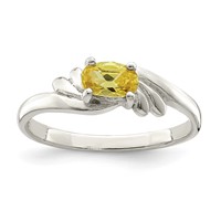 Sterling Silver Yellow Oval CZ Ring view 1