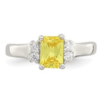 Sterling Silver Yellow & White CZ Ring view 5