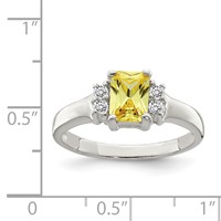 Sterling Silver Yellow & White CZ Ring view 3