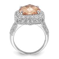 Sterling Silver Champagne & Clear CZ Ring view 2
