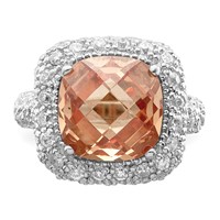 Sterling Silver Champagne & Clear CZ Ring view 5