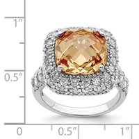 Sterling Silver Champagne & Clear CZ Ring view 3