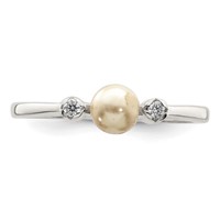 Sterling Silver CZ Imitation Pearl Ring view 4