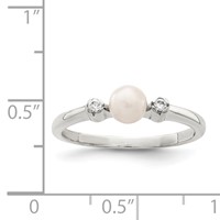 Sterling Silver CZ Imitation Pearl Ring view 5