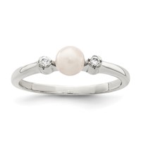 Sterling Silver CZ Imitation Pearl Ring view 1