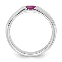 Sterling Silver Red Oval CZ Half Bezel Ring view 2