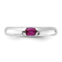 Sterling Silver Red Oval CZ Half Bezel Ring view 5