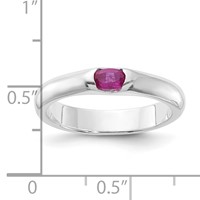 Sterling Silver Red Oval CZ Half Bezel Ring view 3