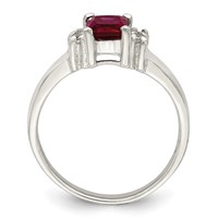 Sterling Silver Red & White CZ Ring view 2