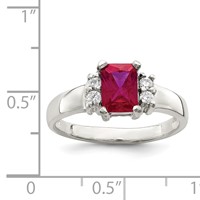 Sterling Silver Red & White CZ Ring view 3