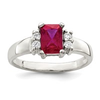 Sterling Silver Red & White CZ Ring view 1