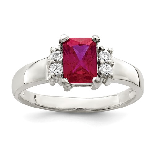 Sterling Silver Red & White CZ Ring