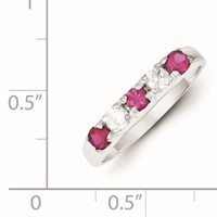 Sterling Silver Red & White CZ Ring view 2