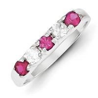 Sterling Silver Red & White CZ Ring view 1