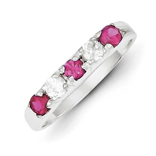 Sterling Silver Red & White CZ Ring